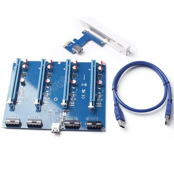 

New PCIe 1 to 4 PCI Express 1X slots Riser Card Mini ITX to external 4 PCI-e Slot