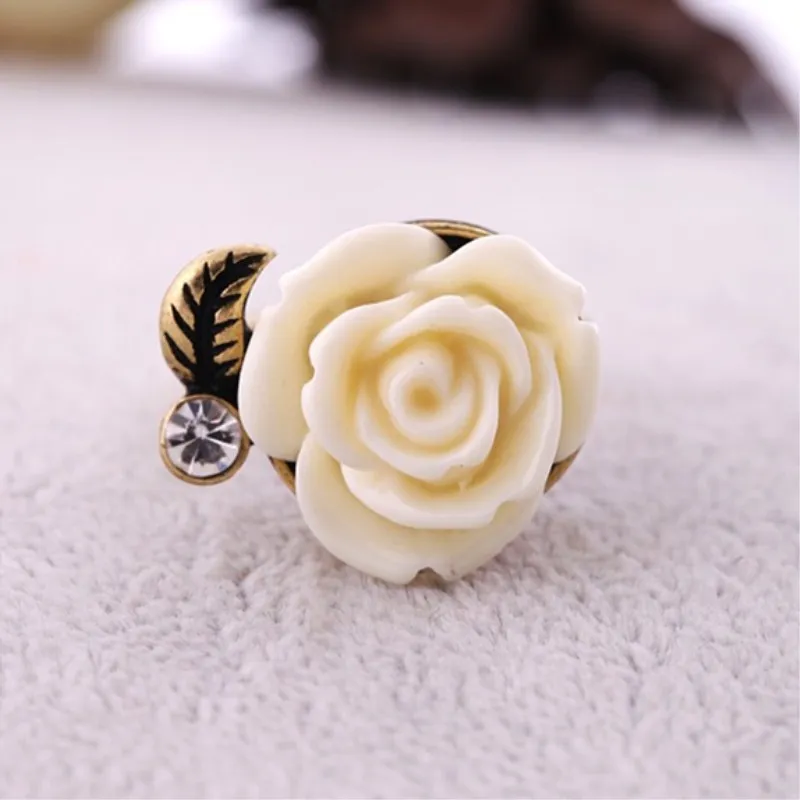 

C448 Punk Anillo Fashion Lovely Vintage Crystal Rose Open Rings For Women Wedding Jewelry Bohemia Gift