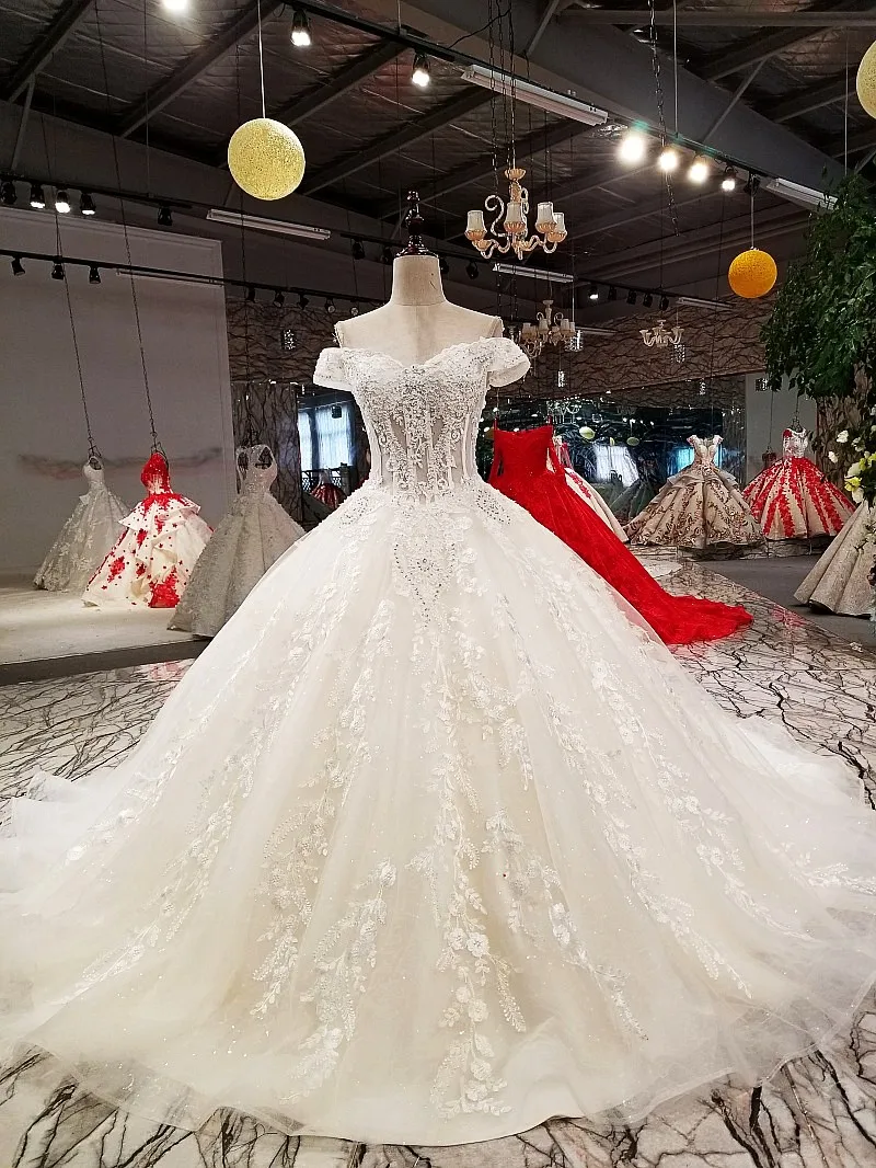 LS75278 свадебное платьебальное платье свадебное платье от плеча возлюбленной зашнуруйте свадебное платье с длинным поездом из Китая реальным, как фотографии