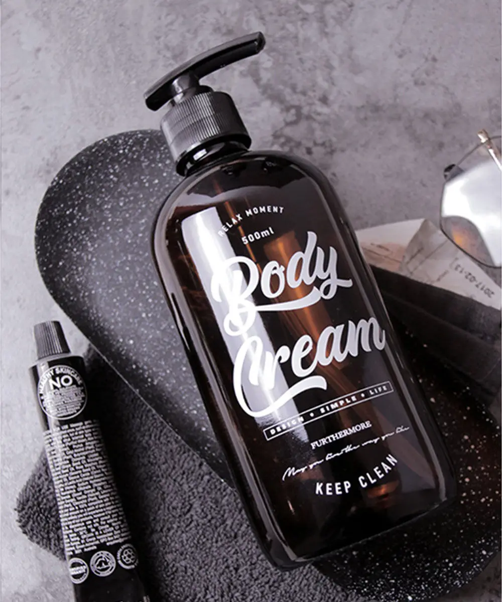 500 мл Бостонская коричневая стеклянная бутылка для хранения скандинавских ванн для мытья рук Бутылочки для крема для тела шампунь кондиционер для волос суб-бутылка