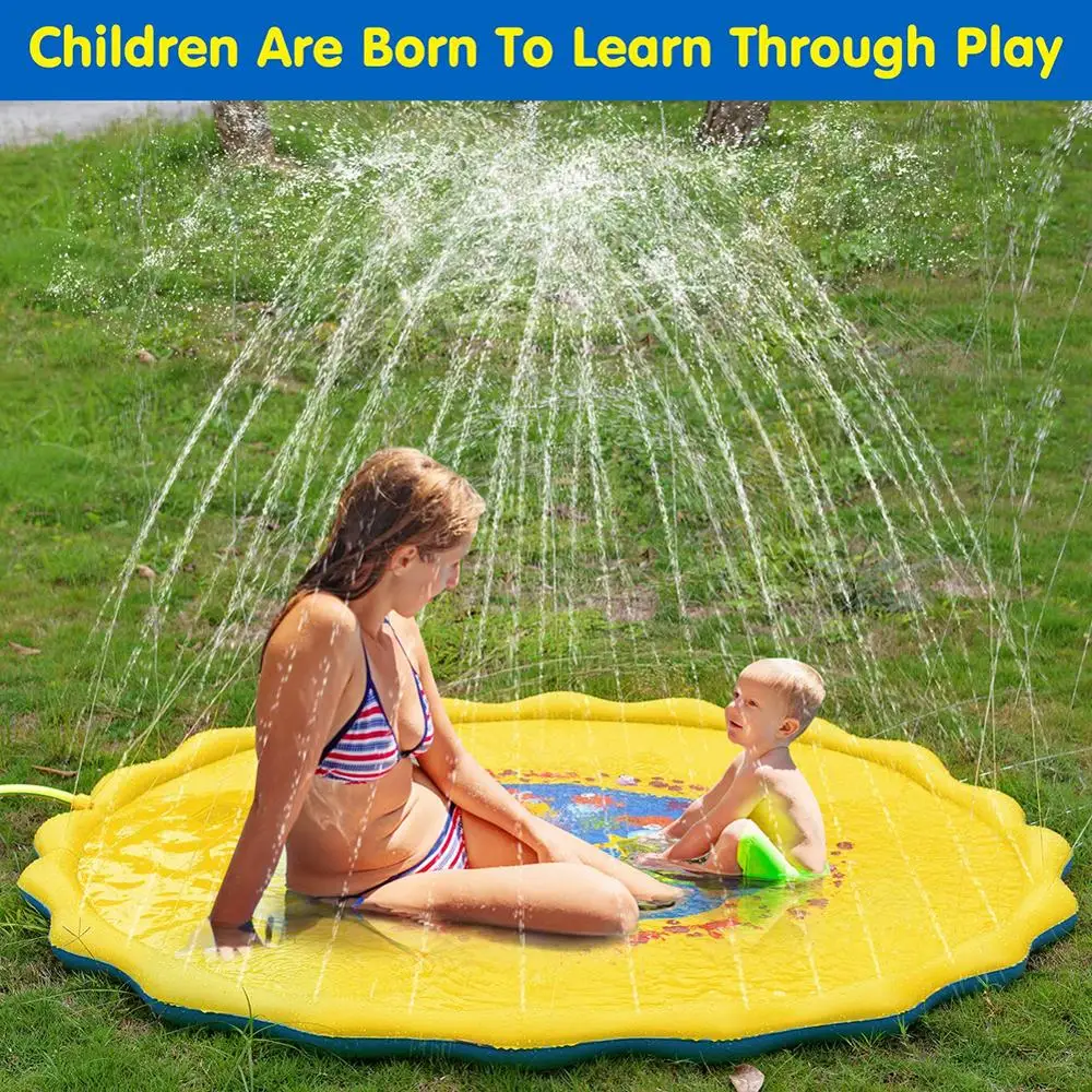 price cut 170cm Summer Outdoor Inflatable Kids Water Splash Play Mat Summer Garden Gaming Sprinklers Cushion