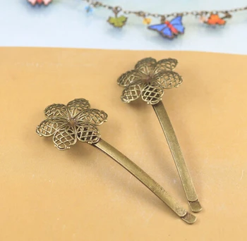 

100pcs/lot 27mm flower bronze hair clip bobby pin jewelry findings