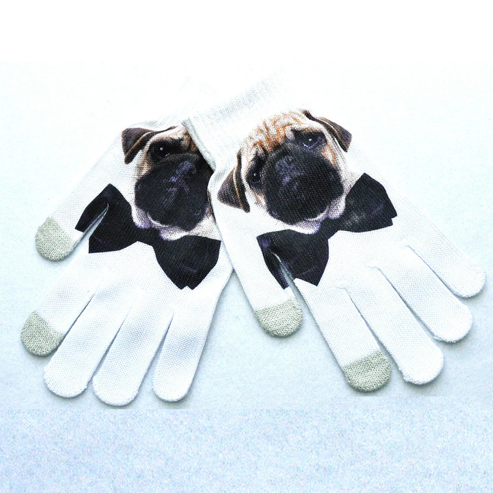 Для мужчин и женщин зимние перчатки с сенсорным экраном Милые 3D вязаные забавные теплые перчатки с пальцами тигр лев кошка собака