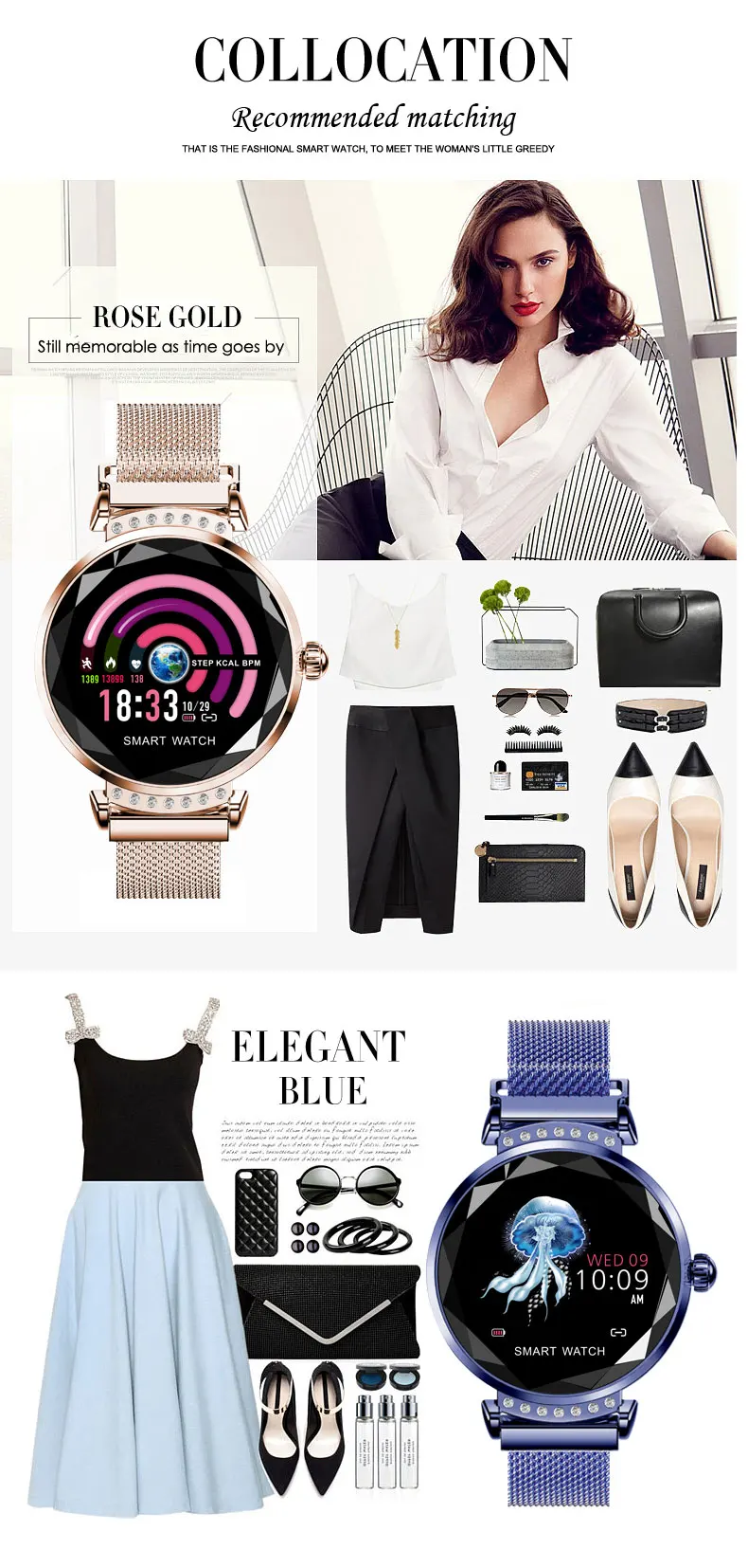 H2 Роскошные Смарт-часы для женщин водонепроницаемый Дамская мода Smartwatch фитнес-трекер для измерения сердечного ритма для Android IOS Телефон PK B80 H1 H8