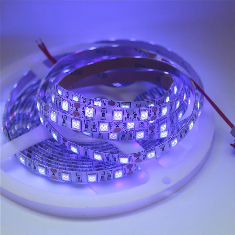 УФ светодиодная ленсветильник 5050 SMD 60Led s/m 395 405nm Диодная лента с ультрафиолетовым