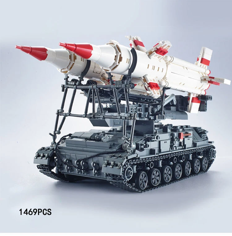 Modern military simulation scale SA-4 GANEF cruise missile armored tank moc building block model brick toys collection for adult