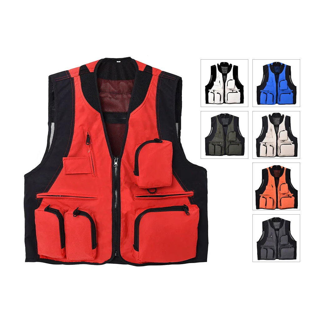 

Multi-Pocket Outdoor Sports Waistcoat Vest Gilet Quick Dry Beathable Waterproof Life Jacket Colete Salva-Vidas with D-Shape Hook