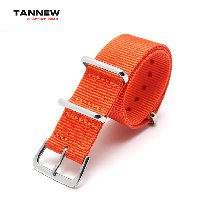 

High-quality Orange 18mm 20mm 22mm 24mm waterproof nylon strap NATO strap fashion zulu watchband stainless steel buckle