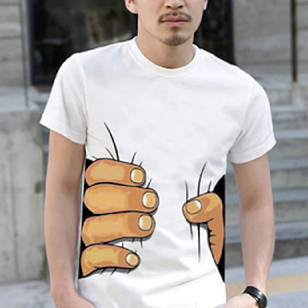 

Hot Sale 3D Big Hand Printed & Bone Pattern T-Shirt Men Clothes 3D Visual Personality T Shirt Casual Short Sleeve