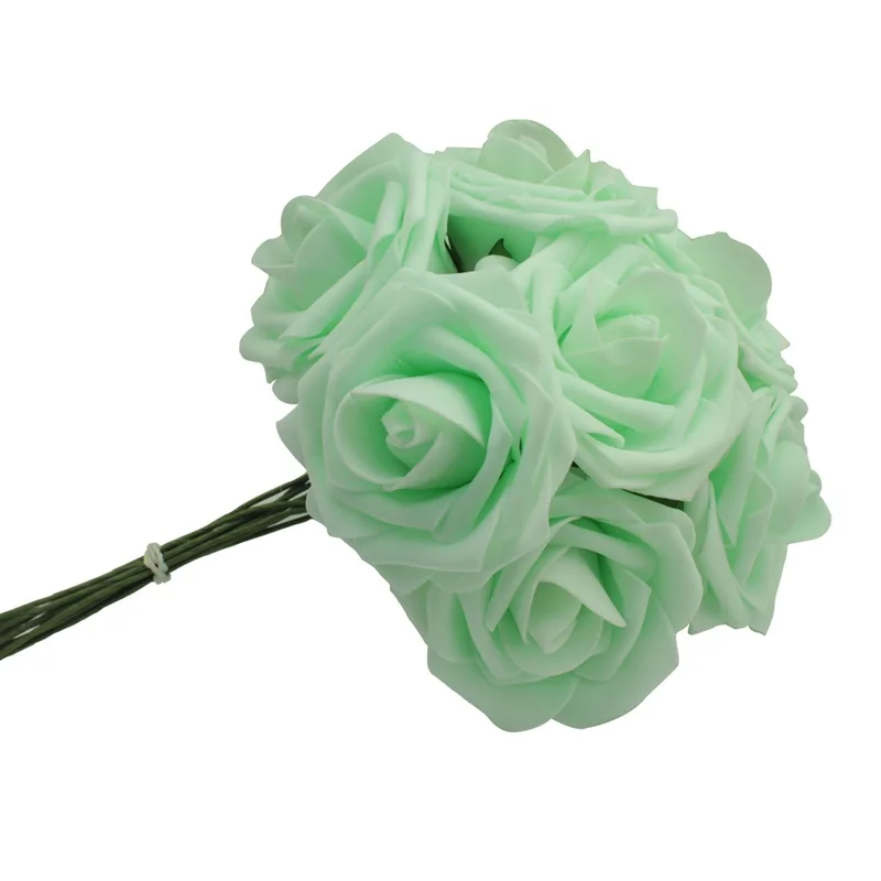 10 шт./лот 20 см искусственные цветы розы из пены Свадебные украшения горячие свадебные букет невесты украшения - Цвет: Light green