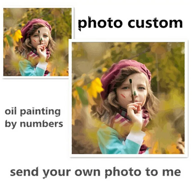 

Photo custom make your own diy digital oil painting by numbers picture drawing on canvas portrait wedding family photos