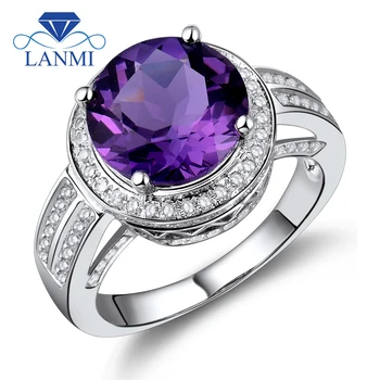 

Vintage Round 10mm 14Kt White Gold Natural Amethyst Ring R122