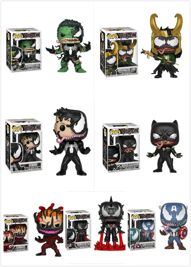 

FUNKO POP Contest of Champions & Marvel Venomized Iron Man Hulk Carnage Venom Captain Action Figures Collection Toys for Kids