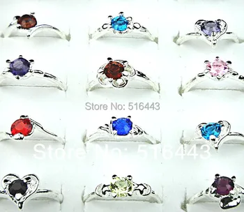 

Big Promotion 50pcs Wholesale Jewelry Lots Mix Color Czech Rhinestones Women Silver Plated Rings Free Shipping A-120