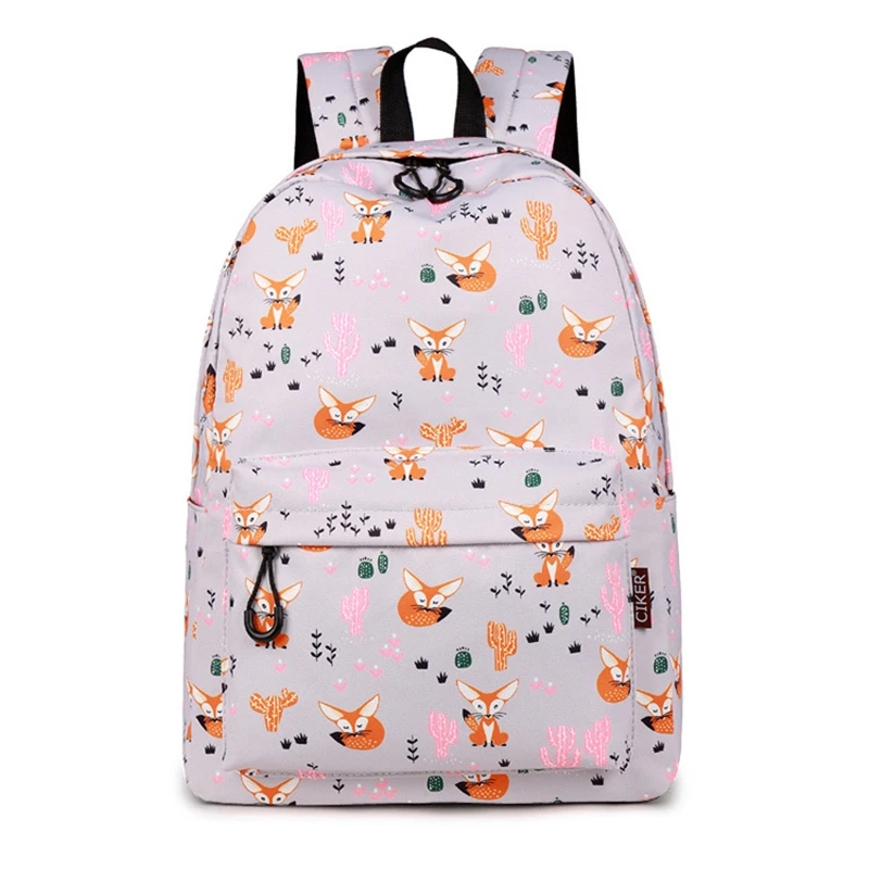 2023 New Waterproof Backpack For Women Cute Fox Printing Backpack Student Cartoon School Bags  Large Size Laptop Bookbag MN1401 3