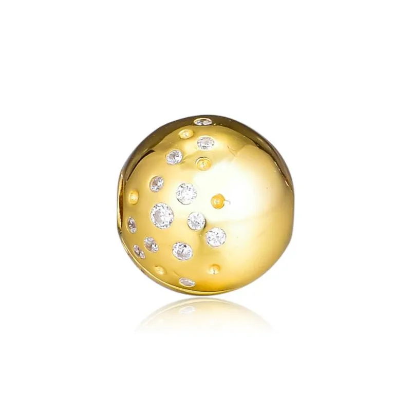 

2019 Garden Shine Scattered Sparkling Clip Charm Beads fits Pandora Original Bracelet Charm Silver 925 Gold Color Round Beads.