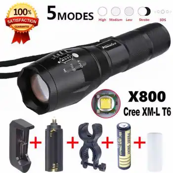 

X800 powerful Tactical Flashlight LED Military Lumens Alonefire led flashlight 18650 lanterna led t6 laser pointer #3S20