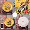 Golden Pine And Crane Ceramic Plate Ceramic Ornamental Plate Decoration Plate Wood Base Porcelain Plate Set Wedding Gift 3