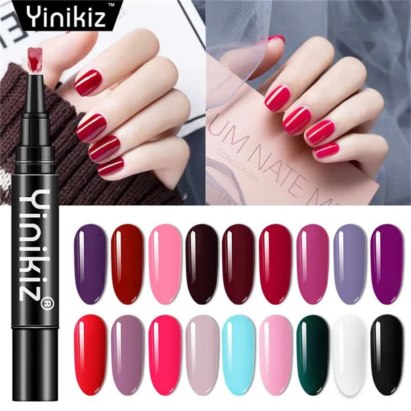 

2pcs Soak-off UV Gel Polish 3 In 1 Gel Nail Varnish Pen Glitter One Step Nail Gel 15 Colors New Arrival Long-lasting Nail Gel