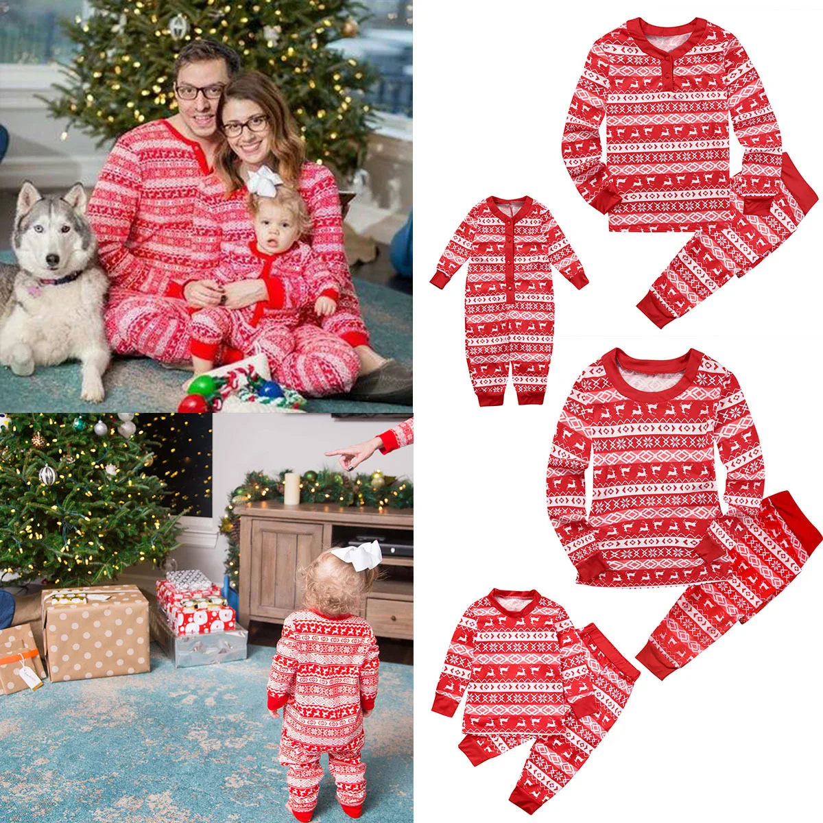 

Christmas Day Family Suit Print Sleepwear Cotton Long Sleeve Pajamas Pijama Set Casual Home Wear For Women Men Child Baby