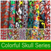 0,5 м в ширину,, цветная гидрогарфическая пленка с черепом, пленка для переноса воды, Аква-принт, пленка для автомобиля и мотоцикла