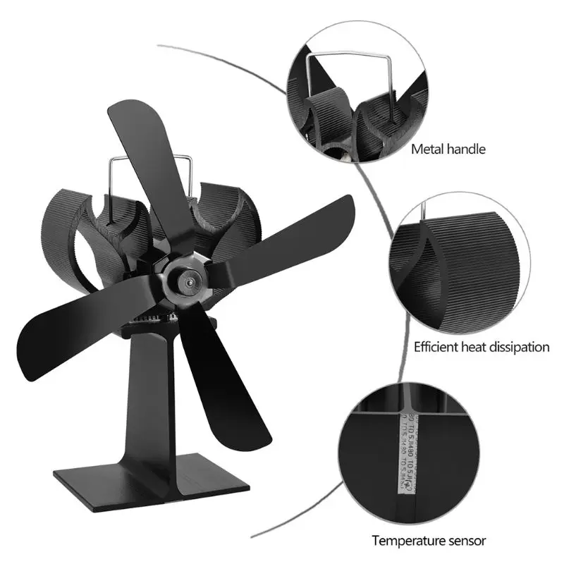 

Wood Burner Heater Eco Fan Stove Log Fireplace Fire Heat Powered Thermoelectric Ecofan Ultra Quiet 4 Blades