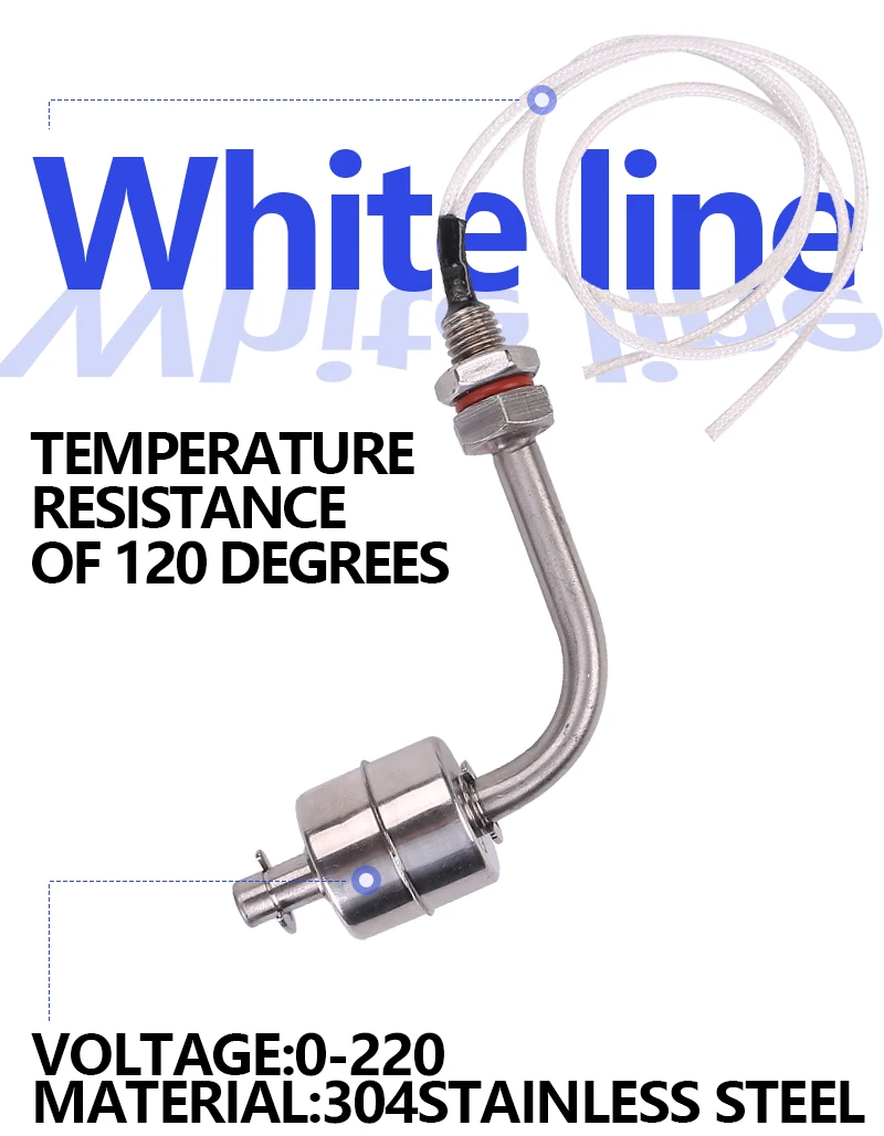 304 белый Поплавковый выключатель из нержавеющей стали тип L Датчик уровня воды и жидкости внутренний Поплавковый выключатель 120 градусов