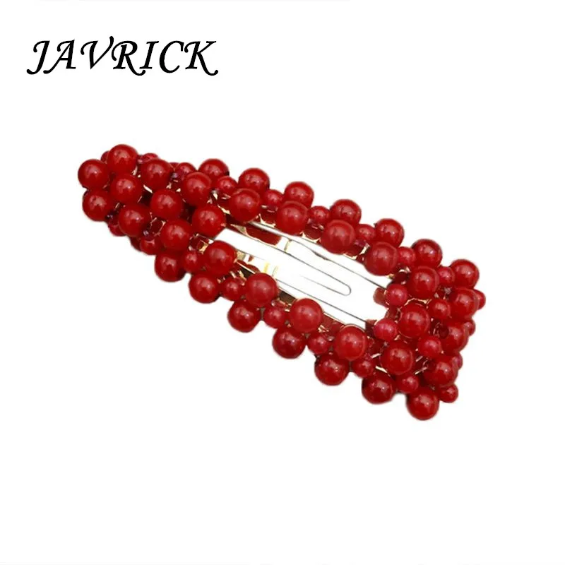 

JAVRICK Sweet Girl Students Clips Multi-style Red Beaded Hairpins Bangs Clip Cute Hairpin Hair Accessories