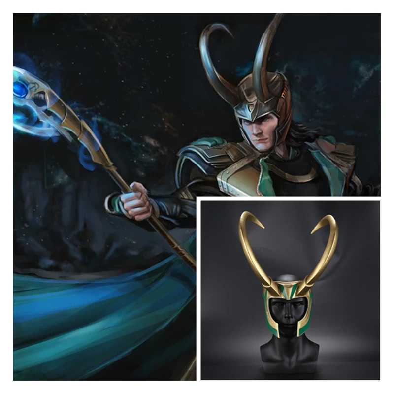 

2018 High quality Movie Thor 3 Ragnarok Loki Laufeyson Cosplay Accessories PVC Mask Helmet Halloween Props Fancy Dress Ball