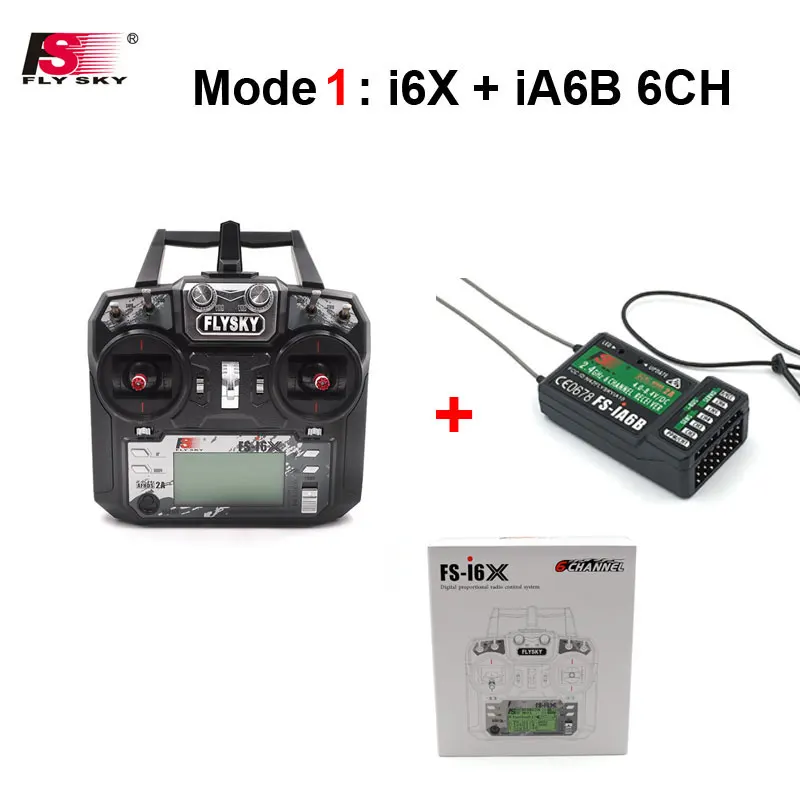 Flysky FS-i6X FS I6X 2,4G Радиоуправляемый контроллер передатчика 10/6CH iA10B или iA6B приемник i6 обновление для радиоуправляемого вертолета многороторного дрона - Цвет: With iA6B Mode 1