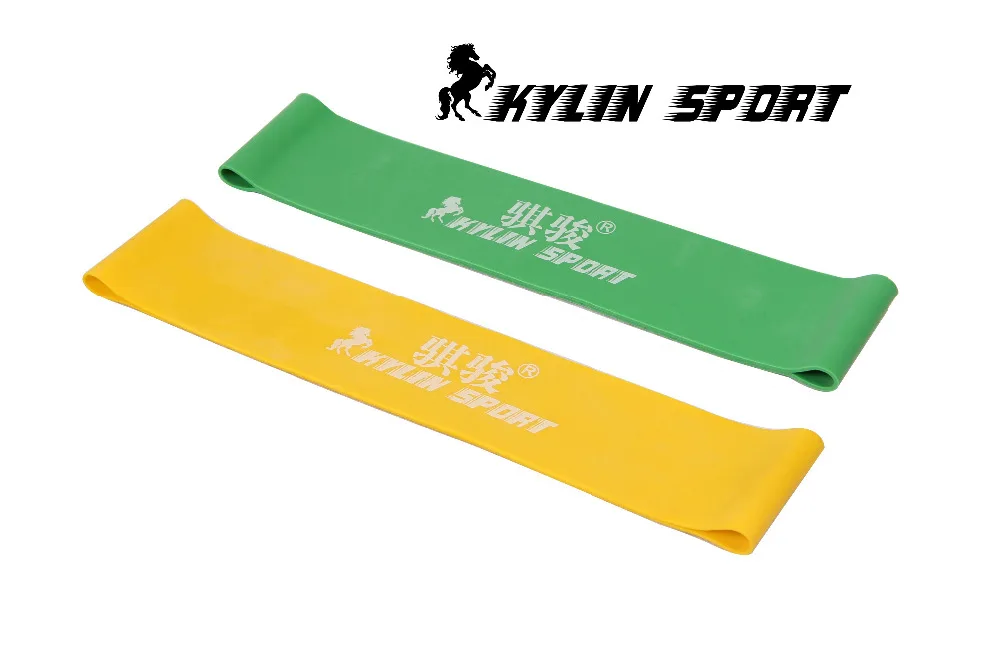 

blue and yellow combination latex resistance bands workout excercise pilates yoga bands loop wrist ankle elastic belt