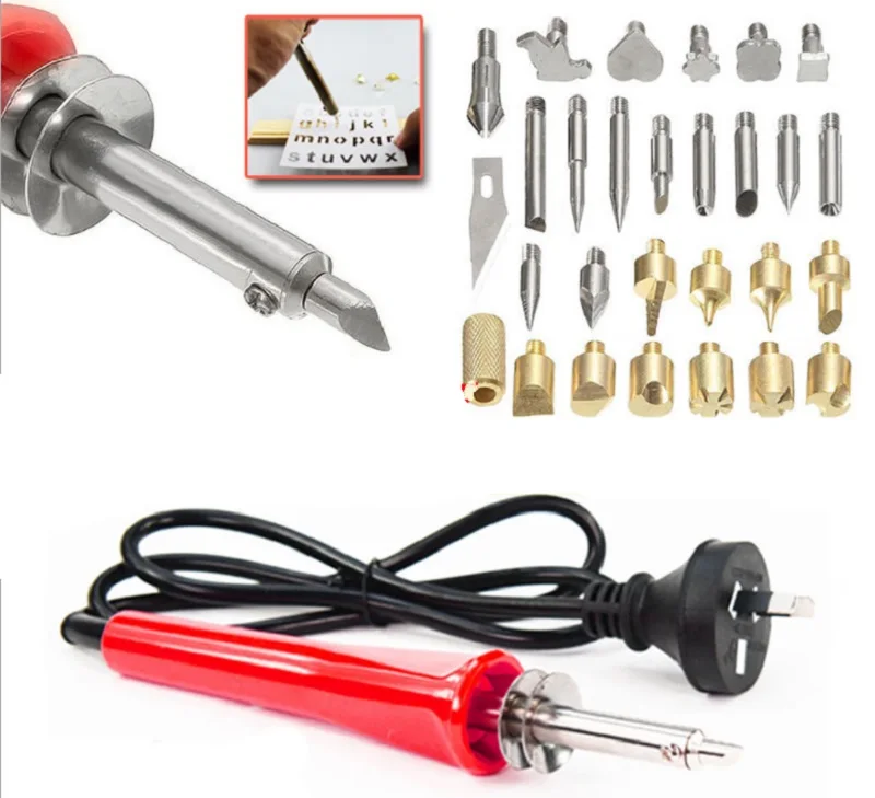 New 30pcs 30W Soldering Iron Carving Pyrography Tool Wood Working Burning Pen Welding Tips 220V | Инструменты