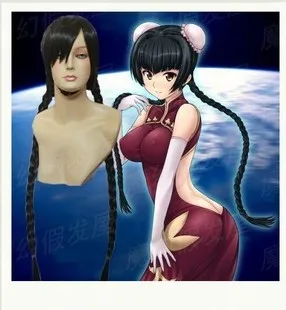 Gundam double o Wang Liu Mei Cosplay wig black long costume wigs styled Halloween party hair Anime |