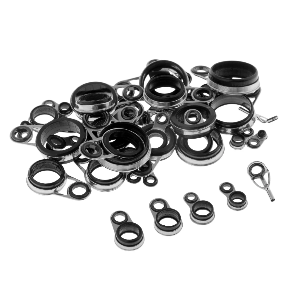 41Pcs Stainless Steel Fishing Rod Guide Ceramic Ring Top Tip Reel Care DIY  Building Ring Rod Repair Kit Fishing Accessories