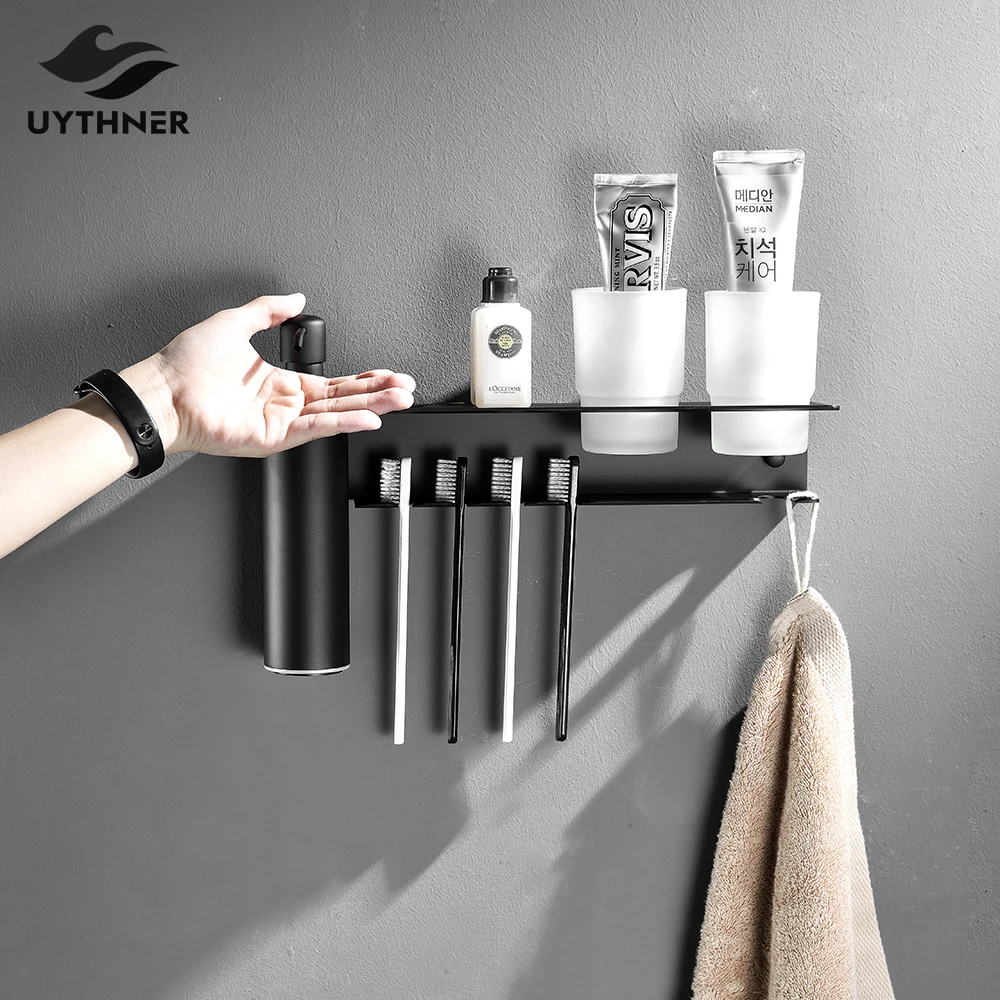 

For Kitchen and Bathroom Liquid Soap Dispenser 500ML Matt Black Stainless Steel Manual Lotion Shampoo Dispenser Box Accessories