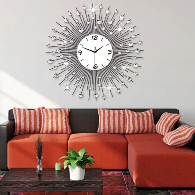 3D Big Wall Clock Modern Design Home Decor Watches Living Room 64pcs Diamonds Decorative Wrought 3D Big Wall Clock Modern Design Home Decor Watches Living Room 64pcs Diamonds Decorative Wrought