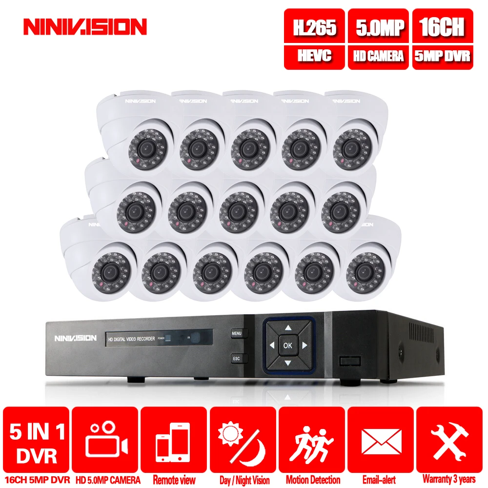 Система видеонаблюдения NINIVISION 16 каналов 5 Мп 1080P HDMI DVR шт.|Система наблюдения| |