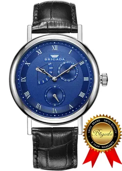 

BRIGADA Swiss Brand Watches for Men, Nice Blue Dial Business Casual Men's Watches