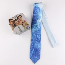 Дизайн, модный принт, Творческий Галстук для мужчин и женщин, индивидуальные вечерние банкеты, Повседневная синяя волна, подарочная коробка