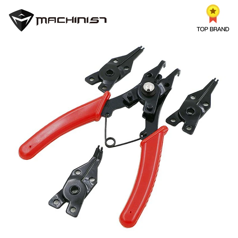 Universal Spring Pliers Circlip Tool with 4pcs Angled Tong Head Clamp