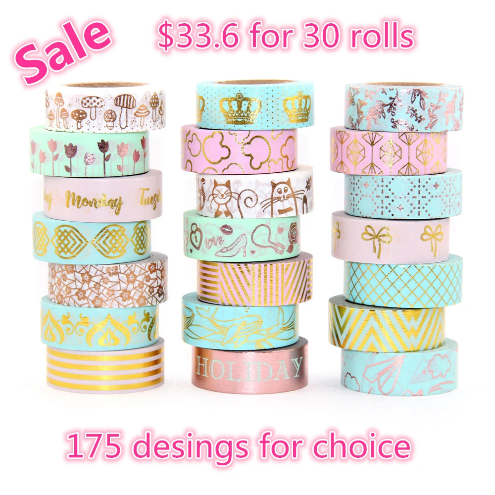 

175patterns for choice 30rolls/lot diy Masking tape Flower Print Deco DIY Sticker Adhesive Japanese tape for Christmas tape DIY