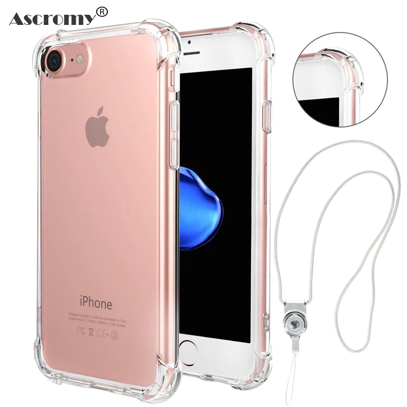 Противоударный чехол Ascromy для телефона iPhone 6 6s 5 5S SE 7 Plus X силиконовый роскошный