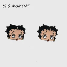 Новая модель подарок на день рождения женские серьги эмалированные ювелирные изделия милые серьги-гвоздики Betty Boop