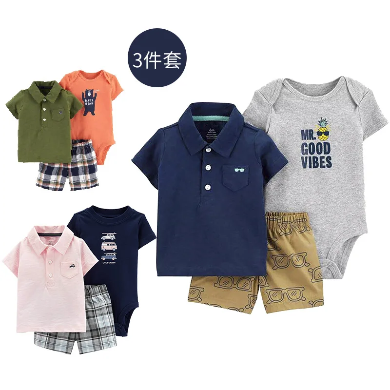Baby clothes set 3pcs boys romper summer toddler girls clothes baby clothes unicorn toddler boy shirts infant baby outfits pants