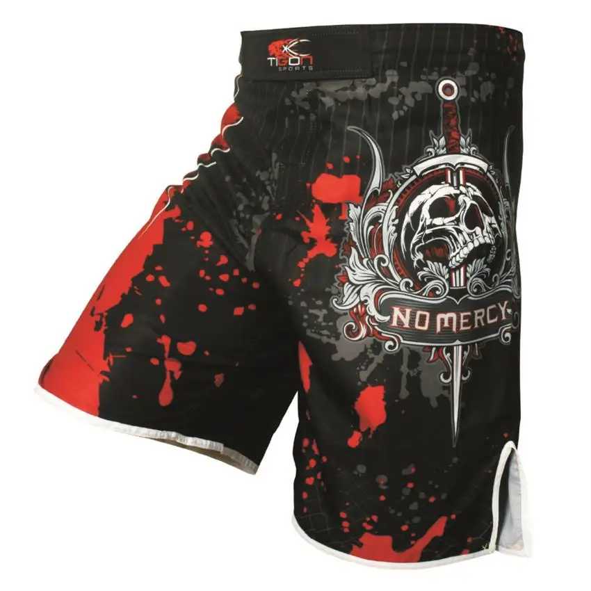 Mma Trunks Grappling Fighting Shorts Wolf Heads Red Letters Printed Professional 