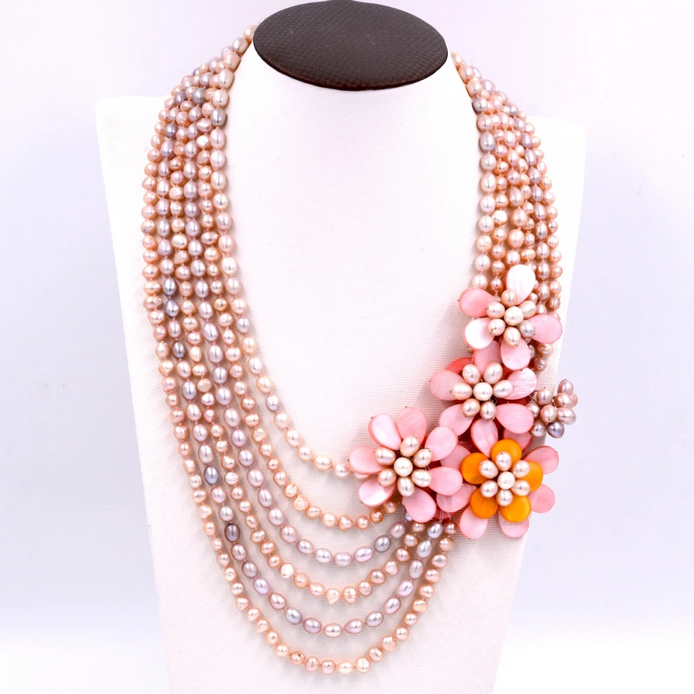Free Shipping NEW!! Natural light pink freshwater pearl and pink flower statement necklace Brand Jewelry 2017 Free Shipping NEW!! Natural light pink freshwater pearl and pink flower statement necklace Brand Jewelry 2017