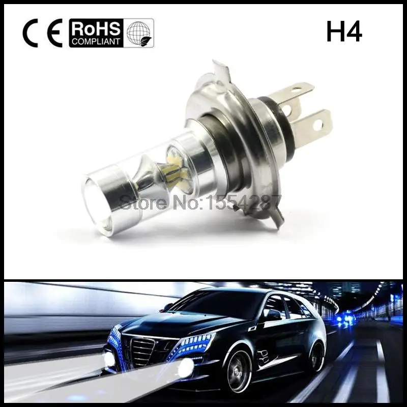 1PCS Car Led H4 Fog Lights White 100W Bulbs 20 SMD Super Strong Source DC12V 24V Lamp Driving Turning Ampoule | Автомобили и