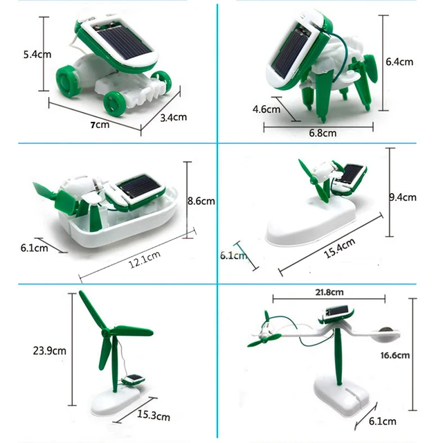 6 IN 1 car Solar Robots Educational DIY Kit Toys Boat Solar DIY Energy Fan kids toys for children 3