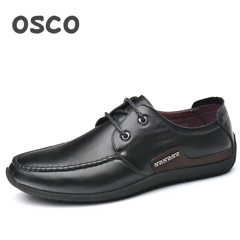 

OSCO Formal Men Shoes Summer Business Casual Shoes Men Wild Lazy Shoes Genuine Leather Breathable Lace-up Brand Shoes Male