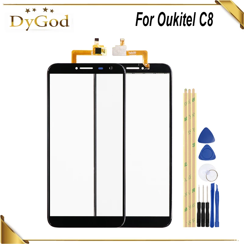 

DyGod 5.5 inch For Oukitel C8 Touch Screen Glass Panel 100% Guarantee Glass Replacement For Oukitel C8 +Tools+3M Stickers